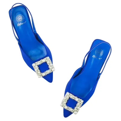 Viola Satin Kitten Heel-Electric Blue